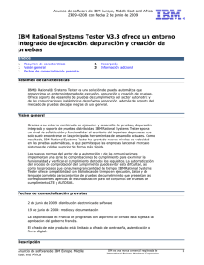 IBM Rational Systems Tester V3.3 ofrece un entorno integrado de