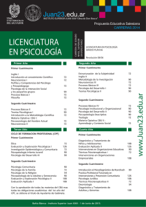 licenciatura en psicología - Instituto Superior Juan XXIII