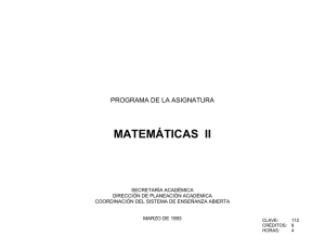 Matemáticas II - Colegio de Bachilleres