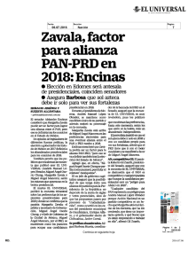Zavala, factor para alianza PAN-PRD en 2018