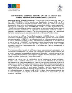 CONTROLADORA COMERCIAL MEXICANA S.A.B. DE C.V.