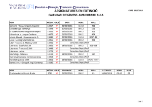 assignatures en extinció calendari d`exàmens amb horari i aula