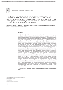 Carbonato cálcico o sevelamer reducen la excreción urinaria de