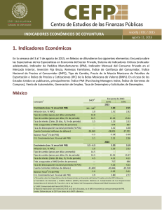 Indicadores Económicos de Coyuntura. 11 de agosto 2015