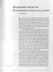 GALlMATHIAS MUSICUM INVESTIGACIÓN MUSICAL EN LA UNAM