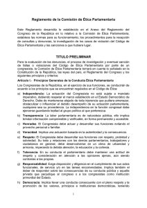Reglamento de la Comisión de Ética Parlamentaria TITULO