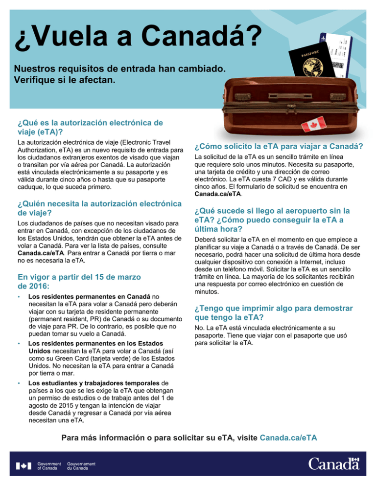 ¿Vuela a Canadá? Nuestros requisitos de entrada han cambiado