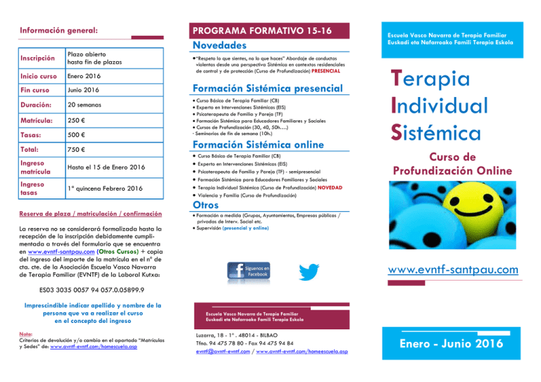 Curso de profundización en Terapia Individual Sistémica Curso de profundización en Terapia Individual Sistémica