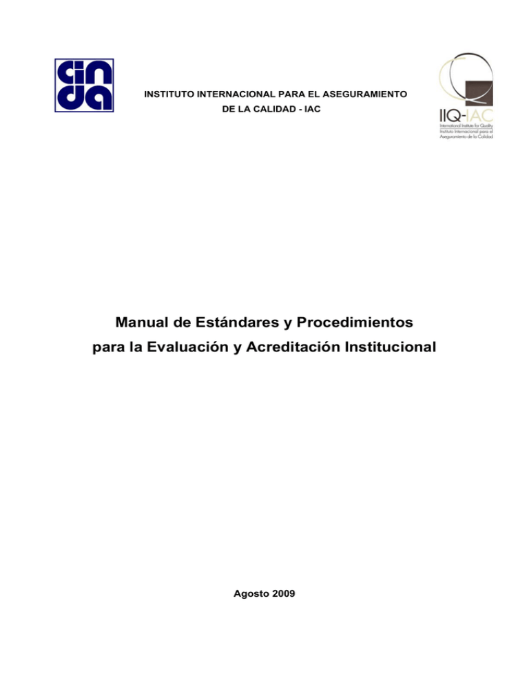 Manual De Estándares Y Procedimientos Para La Evaluación Y