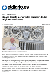 El papa decreta las "virtudes heroicas" de dos religiosos mexicanos