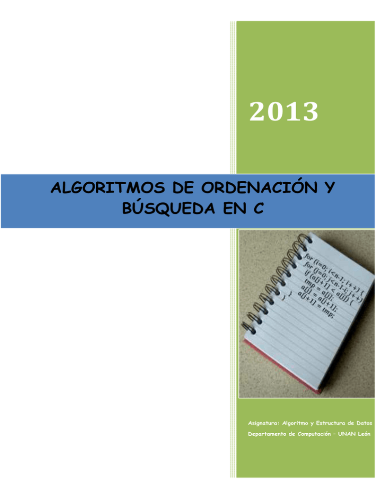 ALGORITMOS DE ORDENACIÓN Y BÚSQUEDA EN C