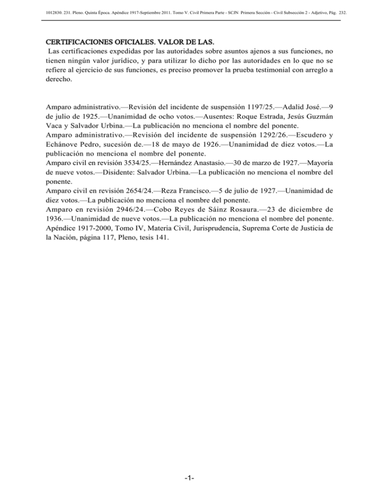 CERTIFICACIONES OFICIALES VALOR DE LAS Las