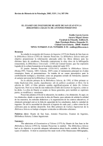 "Examen de Ingenios" de Huarte de San Juan en la - E