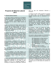 Proyecto de Reforma Laboral 2012 Reforma Laboral