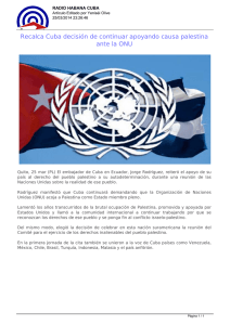 Recalca Cuba decisión de continuar apoyando causa palestina