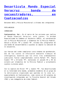 Desarticula Mando Especial Veracruz banda de secuestradores, en