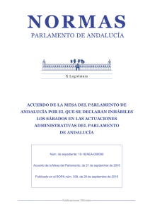 10-16/AEA-000090, Acuerdo de la Mesa del Parlamento de