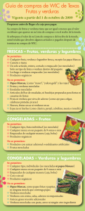 Guía de compras de WIC de Texas Frutas y verduras