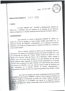 Resolución Nro. 280/ 2005 Subsidios para los usuarios de ESED