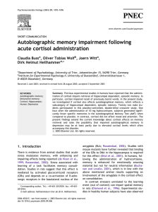 Autobiographic memory impairment following acute cortisol