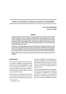 PERÚ ALCANZANDO EL NIVEL DE GRADO DE INVERSIÓN