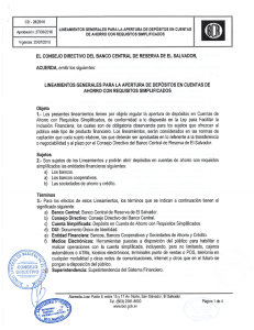 Lineamientos Generales para la Apertura de Depósitos en Cuentas