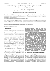 Irradiance transport equation from geometrical optics considerations