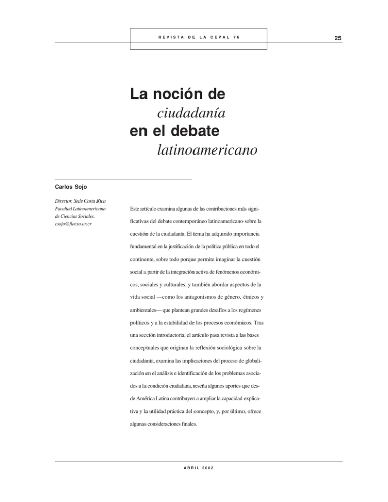 La Noción De Ciudadanía En El Debate Latinoamericano