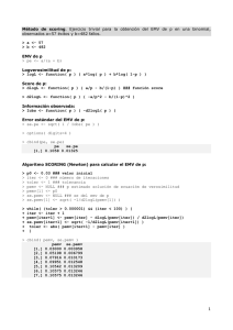 1 Método de scoring. Ejercicio trivial para la obtención del EMV de p