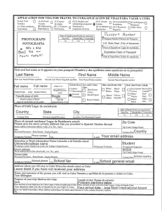 application for visa for travel to cuba/aplicacion de visas para vajar a