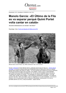 Manolo García: «El Último de la Fila es va separar perquè Quimi