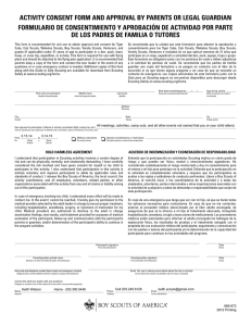 activity consent form and approval by parents or legal guardian