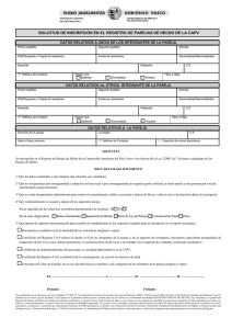 solicitud de inscripción en el registro de parejas de hecho de la capv