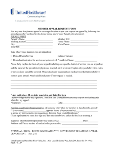 MEMBER APPEAL REQUEST FORM You may use this form to