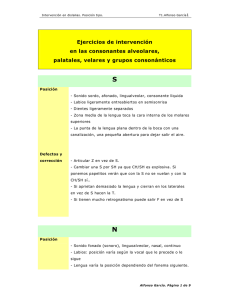 Ejercicios de intervenci&oacute;n en las consonantes alveolares, palatales