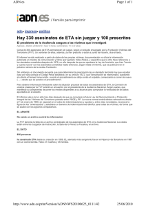 Hay 330 asesinatos de ETA sin juzgar y 100 prescritos