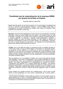 Posibilidad real de materialización de la amenaza NRBQ por