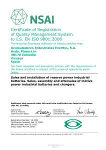 Certificate of Registration 9001 - Non Accredited Multi