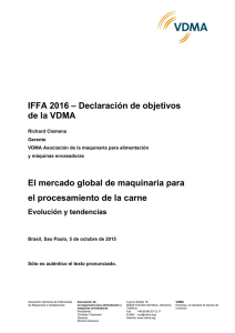 IFFA 2016 – Declaración de objetivos de la VDMA