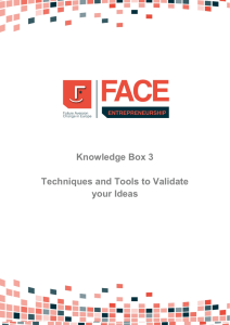 Knowledge Box 3 Techniques and Tools to Validate your Ideas