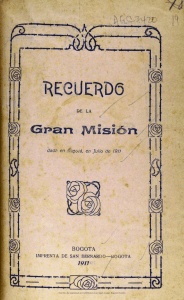 Recuerdos de la gran misión dada en Bogotá en julio de 1911