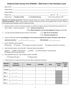 Sheltered Client Survey Form SPANISH – 2016 Point in Time