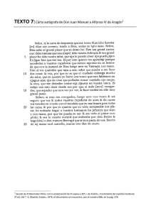TEXTO 7:Carta autógrafa de Don Juan Manuel a Alfonso IV de Aragón