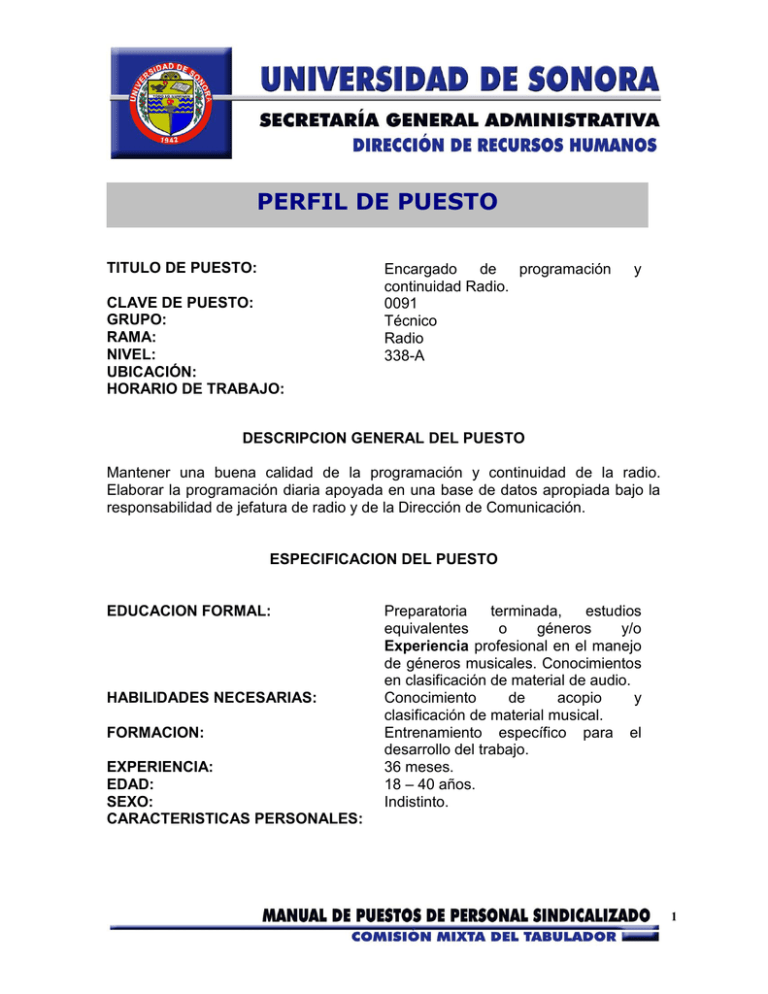 Encargado De Programaci n Y Continuidad Radio