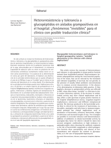 Heterorresistencia y tolerancia a glucopéptidos en aislados