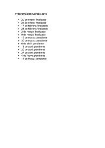 Programación Cursos 2016 • 20 de enero: finalizado • 21 de enero