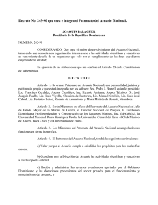 Decreto No. 245-90 que crea e integra el Patronato del Acuario