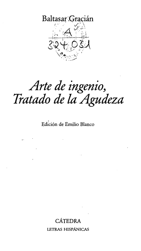 de ingenio. Tratado de la Agudeza