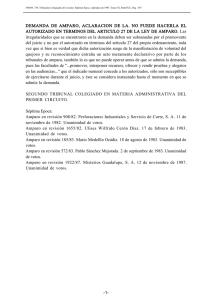 DEMANDA DE AMPARO, ACLARACION DE LA. NO PUEDE