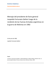 Mensaje del presidente de facto general Leopoldo Fortunato Galtieri